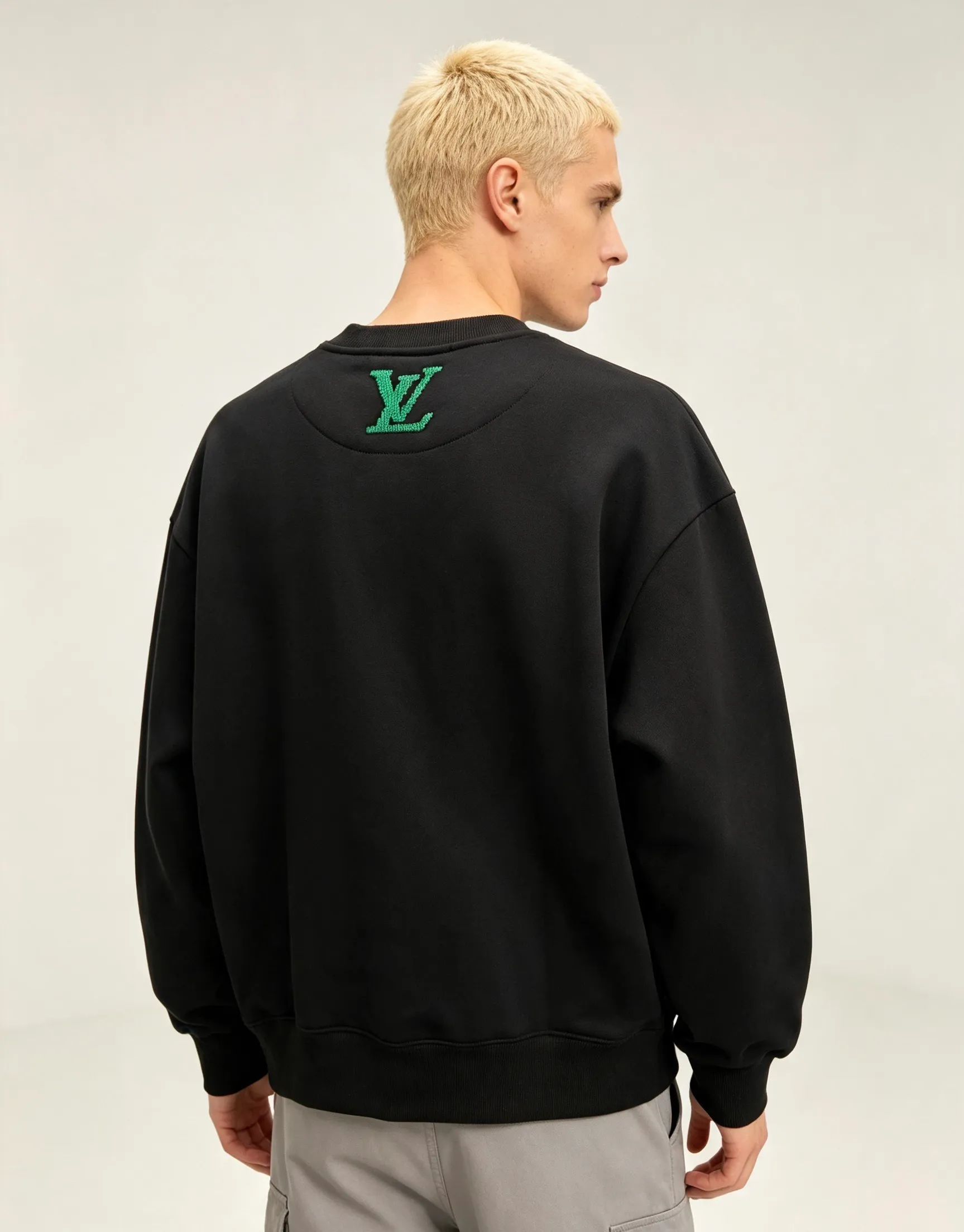 Louis Vuitton/Louis Vuitton woven letter embroidered crew neck sweatshirt